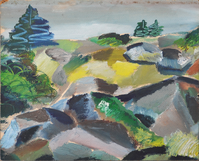 Rocks/Trees/Blues/Greens - Casein #0133