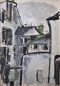 Paris Courtyard - Blackline Wash #018