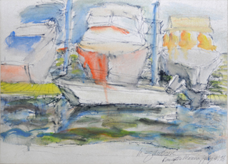 Marina Rowayton, CT - Black Pen/Wash #032